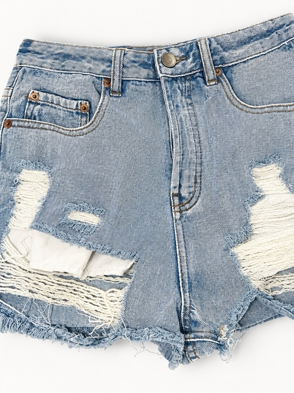 Signature 8 Distressed light Denim Shorts